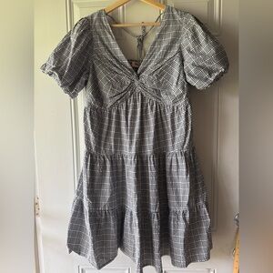 Levi’s Gingham Cotton Woven Tiered Puff Sleeve Babydoll Dress